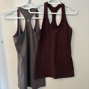 304T lululemon athletica Gray and burgundy Racerback Tank Tops